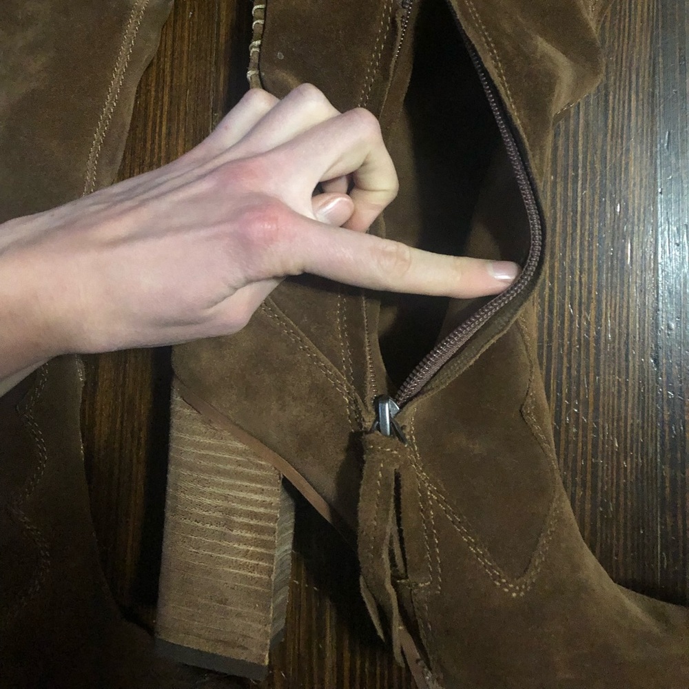 Dolce Vita suede over the knee brown heeled boots - Picture 9 of 12
